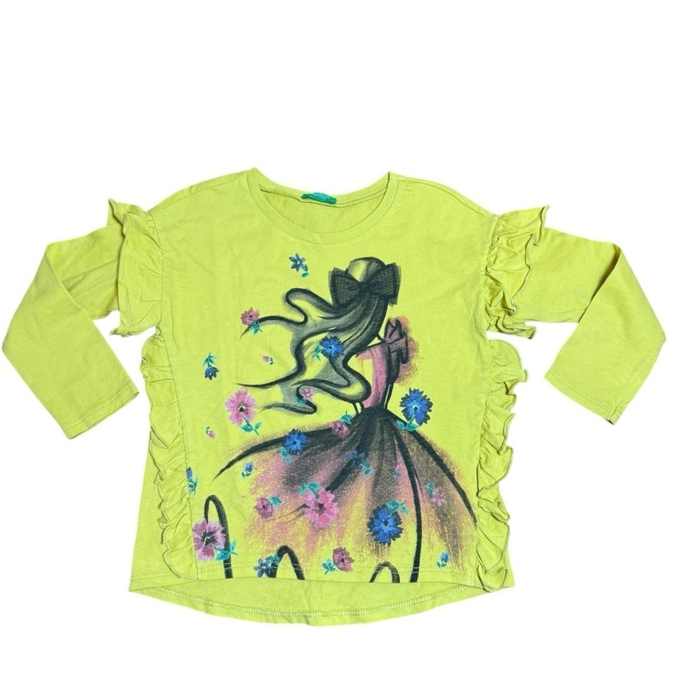 United Colors of Benetton Toddler Girl Ruffle Graphic Top Size 2Y